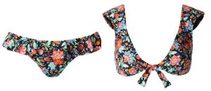 Bikini CUPSHE Donna Due Pezzi Nero, Scollo Rotondo E Spalline Larghe, Midkini Con Coppe Morbide, Taglia M