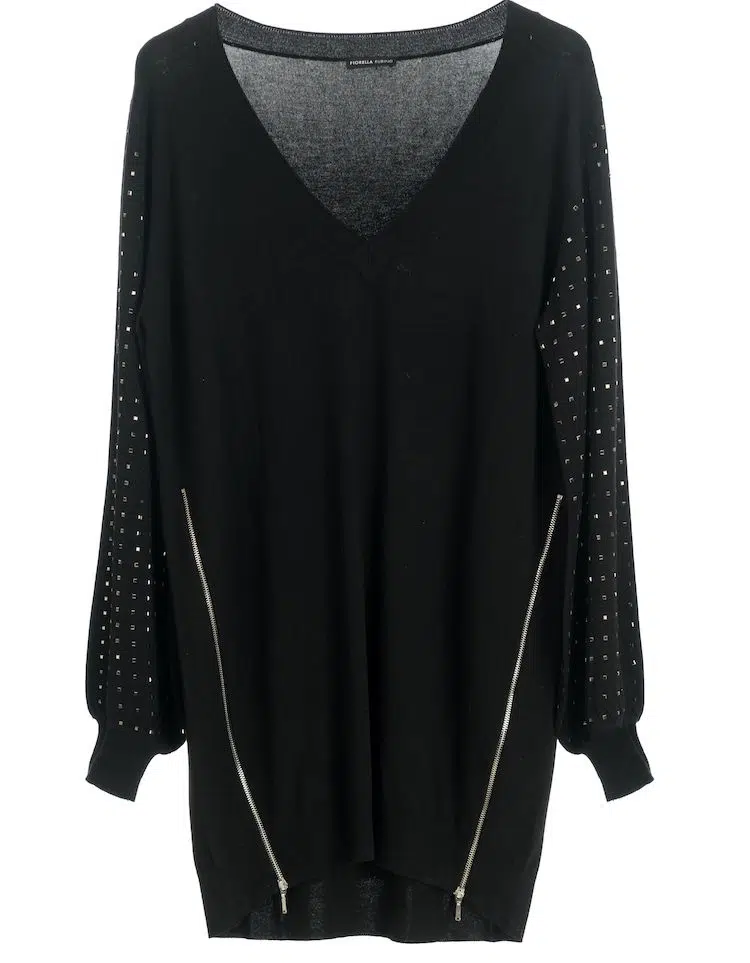 maglia lunga nera fiorella rubino inverno 2019 2020